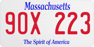 MA license plate 9OX223