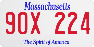 MA license plate 9OX224