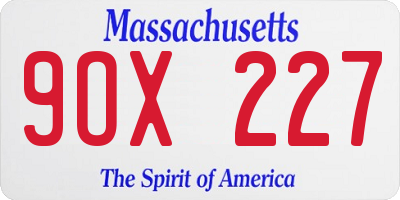 MA license plate 9OX227