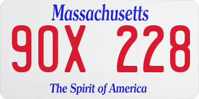 MA license plate 9OX228