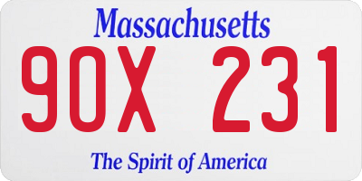 MA license plate 9OX231