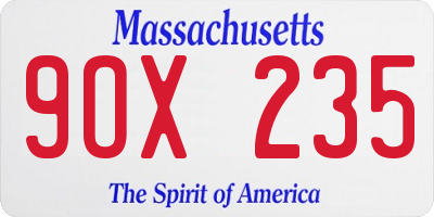 MA license plate 9OX235