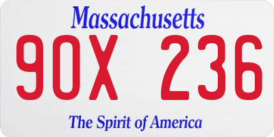 MA license plate 9OX236