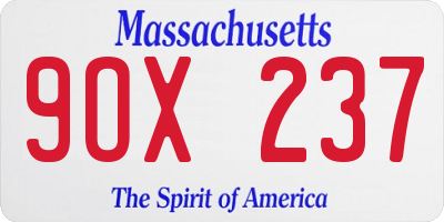 MA license plate 9OX237