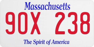 MA license plate 9OX238