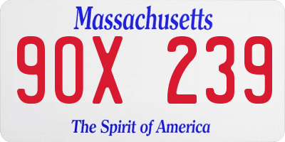 MA license plate 9OX239