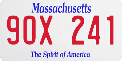 MA license plate 9OX241