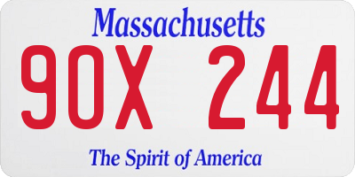 MA license plate 9OX244