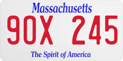 MA license plate 9OX245