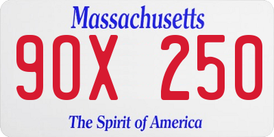 MA license plate 9OX250
