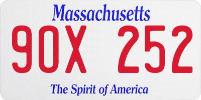 MA license plate 9OX252