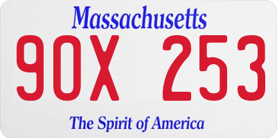 MA license plate 9OX253