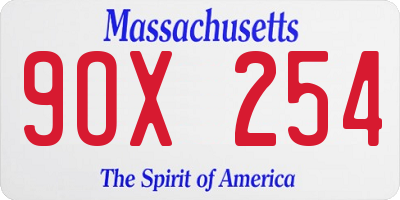 MA license plate 9OX254