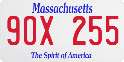 MA license plate 9OX255