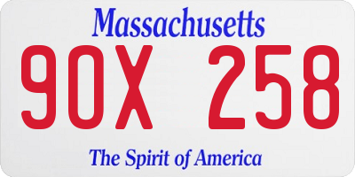 MA license plate 9OX258