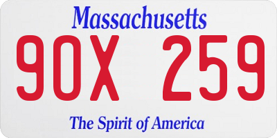 MA license plate 9OX259