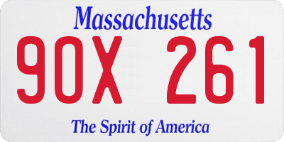MA license plate 9OX261