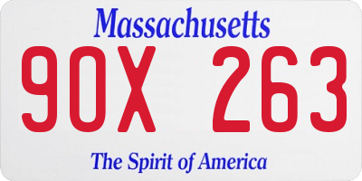MA license plate 9OX263