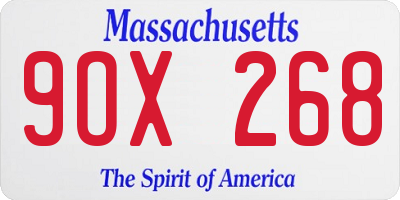 MA license plate 9OX268