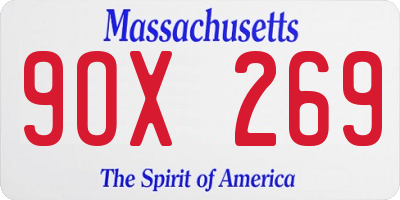 MA license plate 9OX269