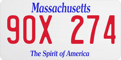 MA license plate 9OX274