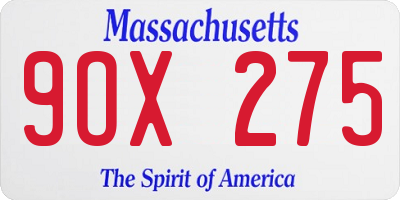 MA license plate 9OX275