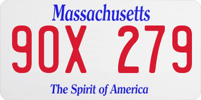 MA license plate 9OX279