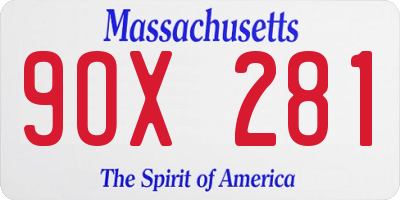 MA license plate 9OX281