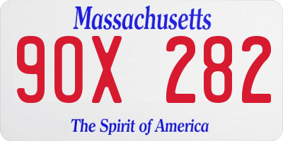MA license plate 9OX282