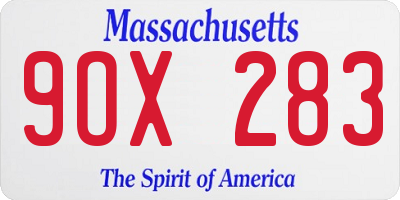 MA license plate 9OX283