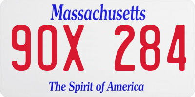 MA license plate 9OX284