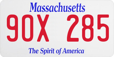 MA license plate 9OX285