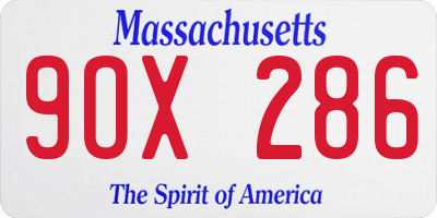 MA license plate 9OX286