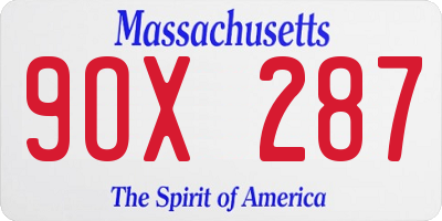 MA license plate 9OX287