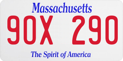 MA license plate 9OX290