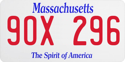MA license plate 9OX296
