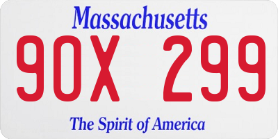 MA license plate 9OX299