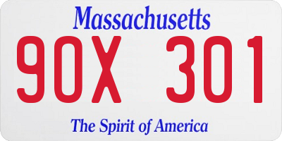 MA license plate 9OX301