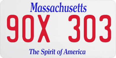 MA license plate 9OX303