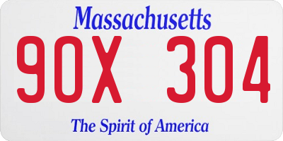 MA license plate 9OX304