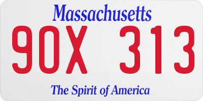 MA license plate 9OX313