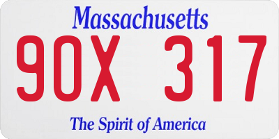 MA license plate 9OX317