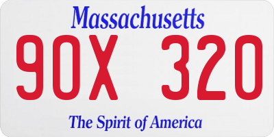 MA license plate 9OX320
