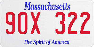 MA license plate 9OX322