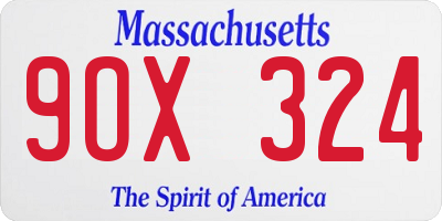 MA license plate 9OX324