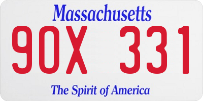 MA license plate 9OX331