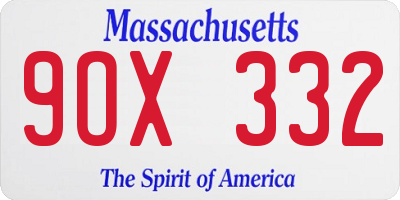 MA license plate 9OX332