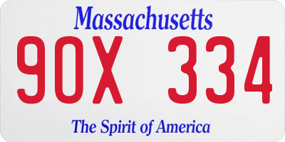 MA license plate 9OX334