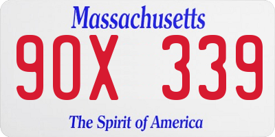 MA license plate 9OX339