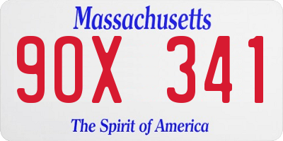 MA license plate 9OX341